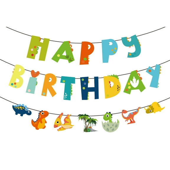 Dinosaur Banner Birthday Decoration Colorful Happy Birthday Banner for Kids Dino Themed Party Supplies