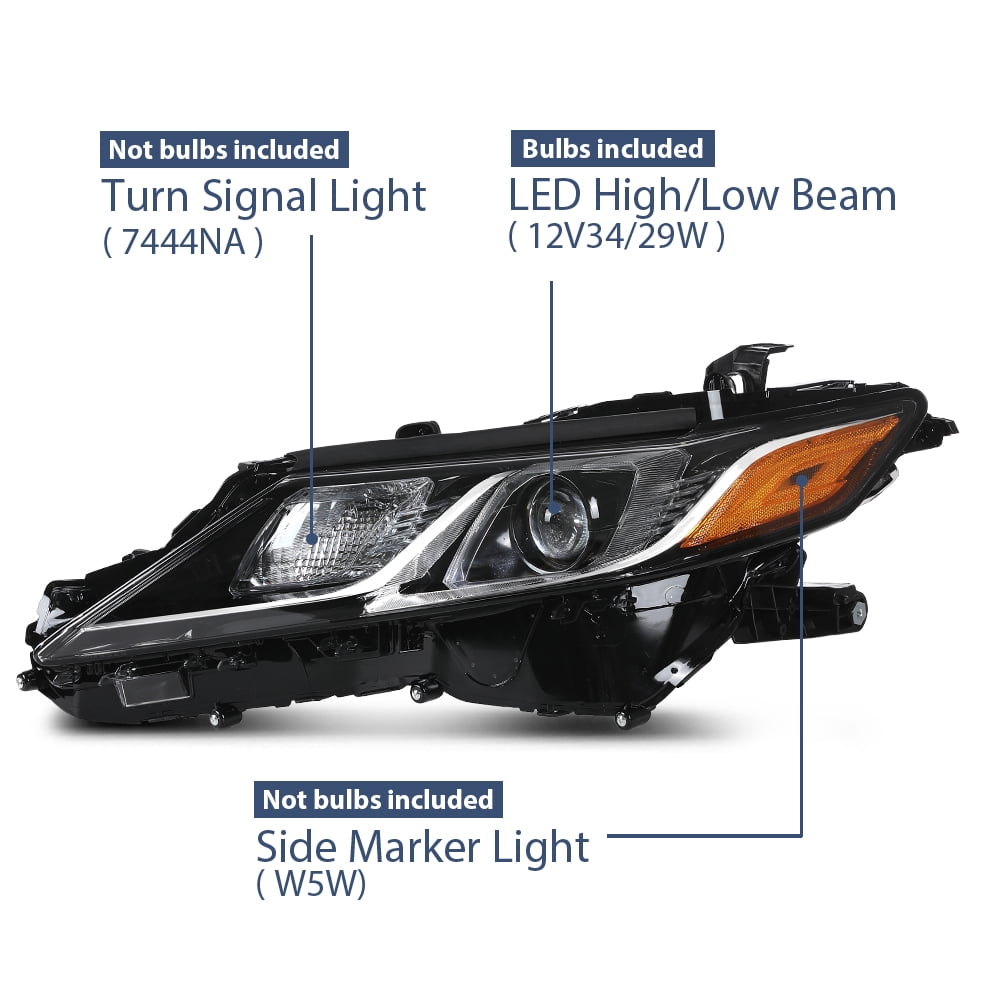 Projector Headlight Assembly Left Driver Side Fit for Toyota Camry LE SE 2018 2019 2020 2021 2022 Headlamps