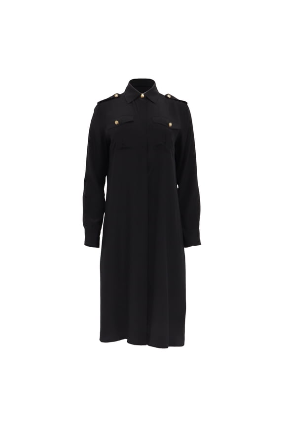 Pre-Owned Nili Lotan Adelaide Midi Shirt Dress in Black Silk