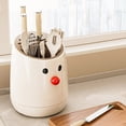 thumbnail image 5 of Kitchen Rotating Knife Holder and Storage Rack, Countertop Multifunctional Chopstick Tube with Integrated Knife Block, Cutlery Organizer, Chopstick Cage Cream Color Sticker Nose B, 5 of 6