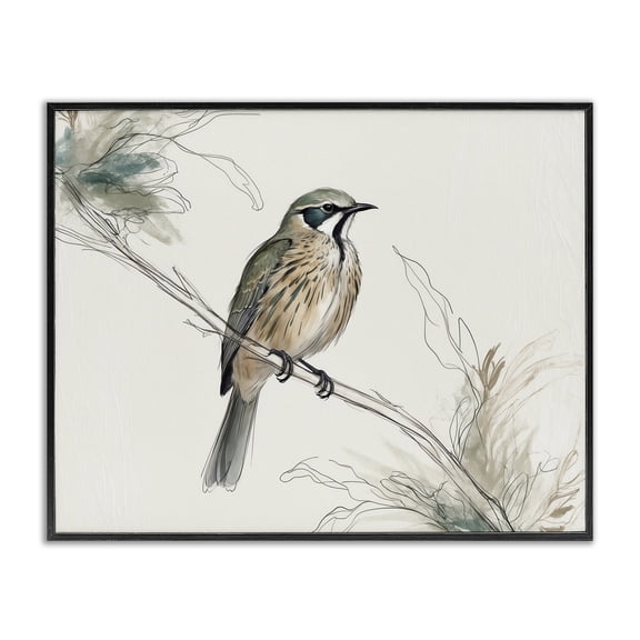 Stupell Industries Illustrated Wildlife Bird Animals Painting Black Framed Art Print Wall Art, 14 x 11