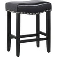 thumbnail image 3 of SEEKOL 24" Upholstered Bar Counter Stool - Nail Head Trim, Soft Padding, and Black Wooden Legs for Ultimate Comfort Leather, 3 of 7