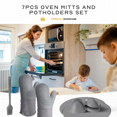 thumbnail image 7 of Sunfry Oven Mitts with Hot Pads Potholders Set, Silicone Oven Gloves  Set for Baking Cooking, 7 Pcs, 446℉ High Heat Resistant, Gray, 7 of 7