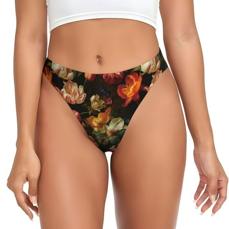 Sigee Colorful Tulips for Women s G-String Panty  Low Rise  Soft Lace Perfect for Everyday Wear or Special Occasions-Medium
