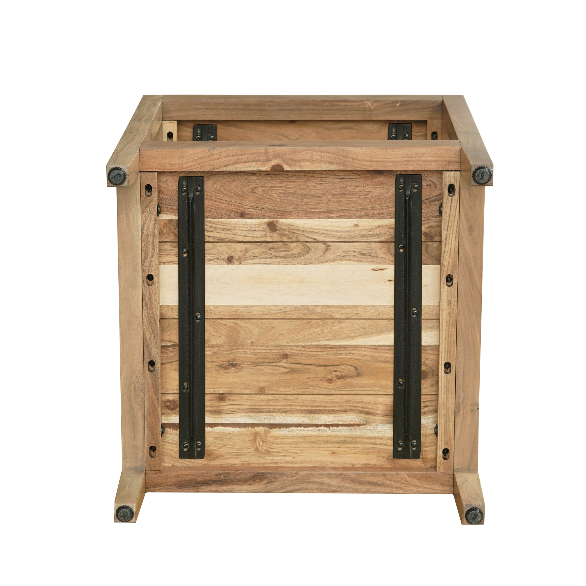 Ox Bay Serenity Wood Square Storage Side Table – Farmhouse Style with Raised Lip Edge, 22" x 22", Indoor Use