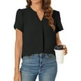 thumbnail image 6 of Otvok Tops for Women Short Sleeve Solid Comfortable Breathable V-Neck Blouses Shirt, 6 of 6