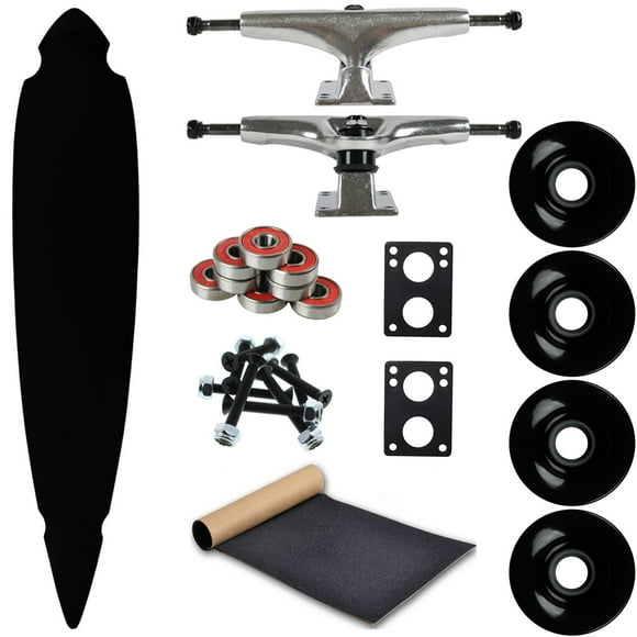 Moose Longboard Complet 9 Pouces x 46 Pouces Concave Découpe Queue d'Épingle Noir