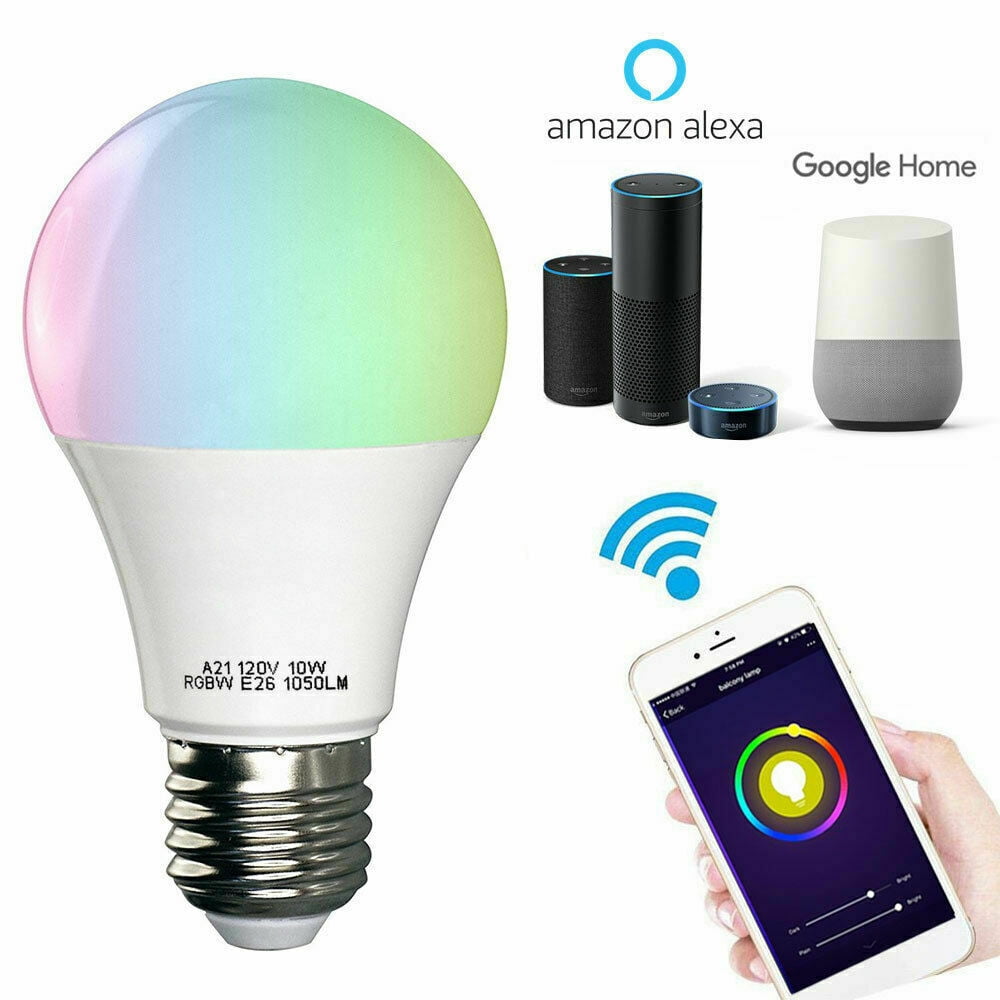 Wireless WiFi App Remote Control Light Smart Bulb for Alexa Google Home B22 E26~ 