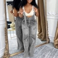 thumbnail image 5 of Women's Denim Overalls, Adjustable Zipper Jumpsuit, Wash Blue Cowboy Bib Pants, Loose Fit Casual One-Piece For Streetwear Gray XL, 5 of 5