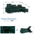 thumbnail image 3 of Onbeam Sectional Sofa with Storage Chaise and Cup Holders, Living Room L-shaped Sofa Couch, Modern Sofa Bed for Home and Office, Green Polyester, 3 of 6