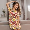 thumbnail image 3 of Honeii Donut Print Women's Loose Short Sleeve Nightgown, Soft Cotton Sleepwear, Comfy Loose Fit Pajama Dress for Sleep and Lounge, 3 of 6