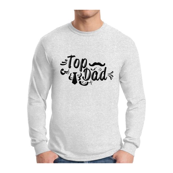 Awkward Styles Men's Top Dad Tie And Moustache Graphic Long Sleeve T-shirt Tops Cute Father`s Day Gift