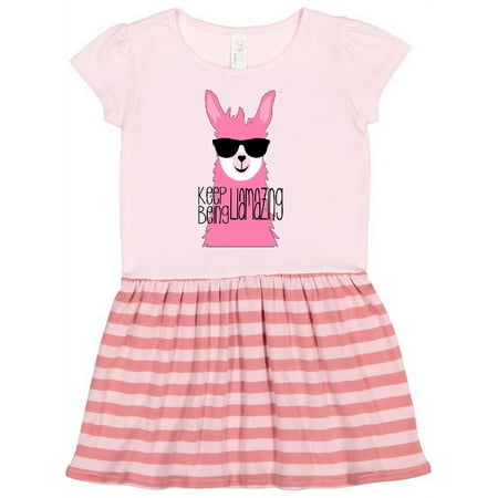 

Inktastic Keep Being Llamazing Pink Llama in Sunglasses Gift Toddler Girl Dress