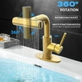 thumbnail image 2 of Gold Bathroom Faucet with Sprayer - Brushed Gold Bathroom Faucets for Sink 1 Hole or 3 Holes, 4 Mode Single Handle Vanity Faucet Waterfall Bathroom Faucet with Pull Down Sprayer (No Drain), 2 of 7