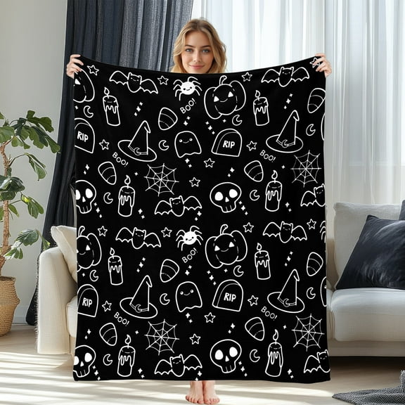JML Halloween Themed All Season Throw Blanket for Adults - Soft and Cozy 60"x80" Perfect for Home Decor and Trick-or-Treat