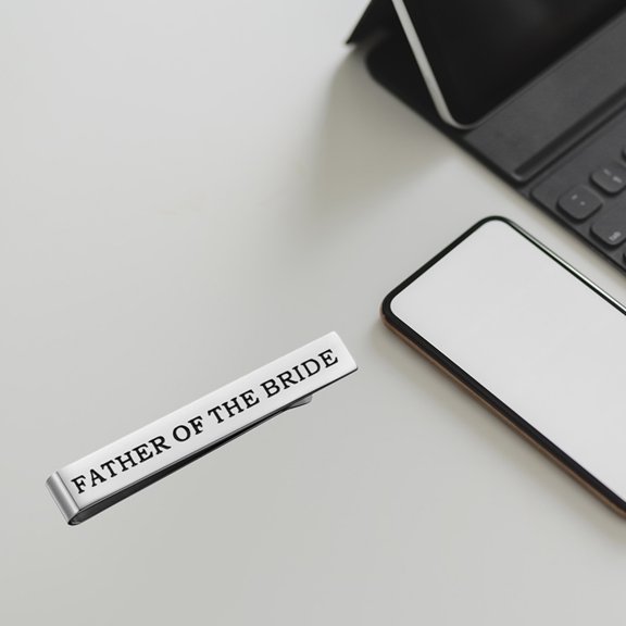 LOLIPPYY 1Pc Father of The Bride Tie Clip Titanium Steel Double Sided Lettering