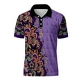 thumbnail image 3 of Men T Shirts Floral Printed Casual Short Sleeve Button Up Collared Polo Shirts Breathable Summer Comfortable Slimming Mens Shirts D XXXXL, 3 of 6