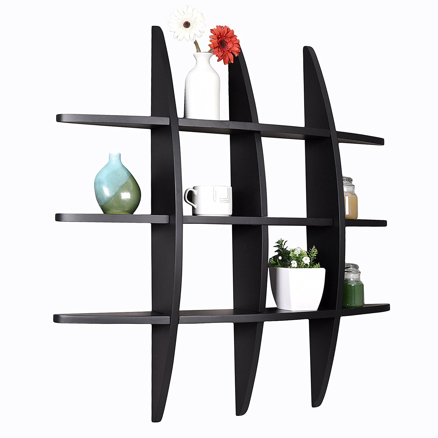 Lowestbest Cross Display Wall Shelf, Wall Mounted Floating Shelves, Black Lowestbest Cross Display Wall Shelf, Wall Mounted Floating Shelves, Black