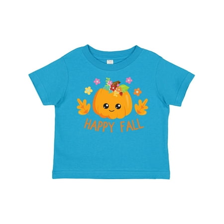 

Inktastic Cute Pumpkin Happy Fall with Leaves and Flowers Gift Toddler Boy or Toddler Girl T-Shirt