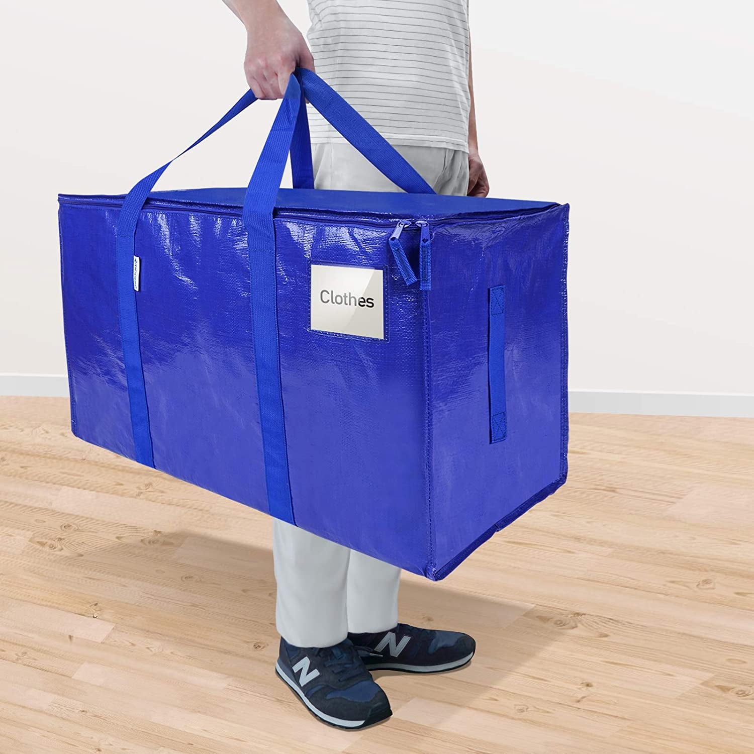 TICONN Heavy Duty Clothing Storage with Zippers Carrying Handles Blue 6 Pack