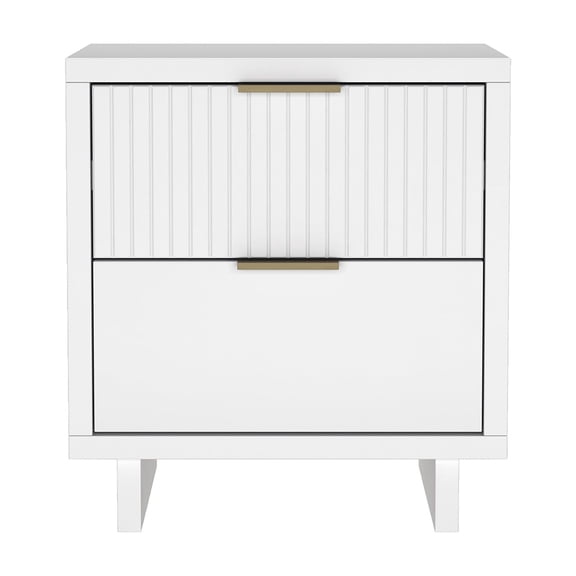 Elara Contemporary 18" Solid Wood Nightstand in White (2-Drawer)