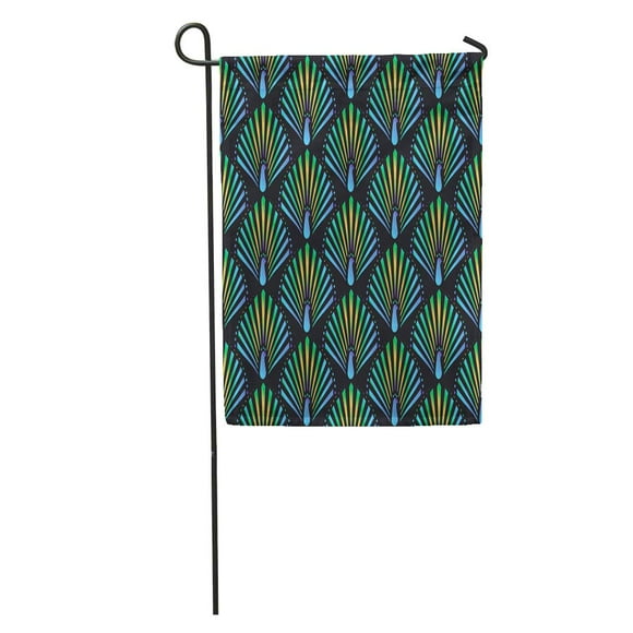 POGLIP Pattern Abstract Colorful Peacock Bo Ho Winter Geometric Gatsby Feather Garden Flag Decorative Flag House Banner 12x18 inch
