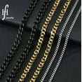 thumbnail image 2 of Men Women Gold Silver Stainless Steel 2/3/5/7mm Cuban Curb Chain Necklace 16-36", 2 of 9