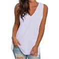 thumbnail image 2 of White Tank Top Women Sleeveless Oversized T-Shirt,Summer V-Neck Loose Cotton Vest Top,Casual Solid Color Sleeveless Shirt White,XXXL, 2 of 5