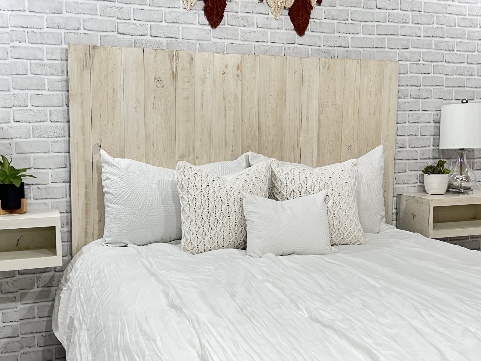 Mounts on Wall. Hanger Style Farmhouse Mix Headboard Handcrafted 