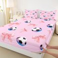 thumbnail image 4 of Manfei Pink Coquette Bow Full Size Sheets For Girls,Kids Soccer Sport Game Bed Sheets,4 Pieces, 4 of 6