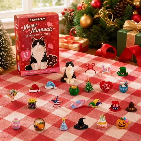 Interchangeable Seasonal Animal Wooden Decor Set with Magnetic Hats, Cute Cat Wooden Sign Desk Decor, DIY Farm Animal Tabletop Stand, Holiday Home Office Tiered Tray Decoration, Birthday Gift