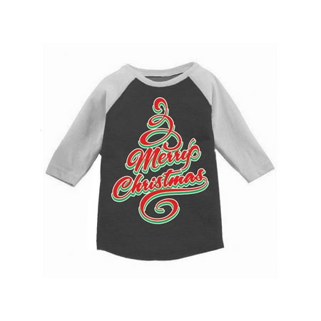Merry Christmas Girl Awkward Styles Boys Girls Ugly Christmas T-Shirt Merry Xmas Tree Raglan Shirt Kids ()