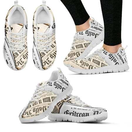 

Vintage Newspaper Printing Lace up Casual Sneaker for Women Fashion Light Walk Flat Shoe Breathable Mesh Footwear