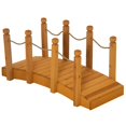 thumbnail image 1 of Outsunny 4FT Wooden Garden Bridge Arc Footbridge with Hemp Rope Railings & Solid Fir Construction, Orange, 1 of 10