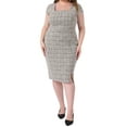 thumbnail image 2 of DARING DIVA Plus Size Vintage Midi Tweed Cap Sleeve Sheath Dress 1X White, 2 of 7