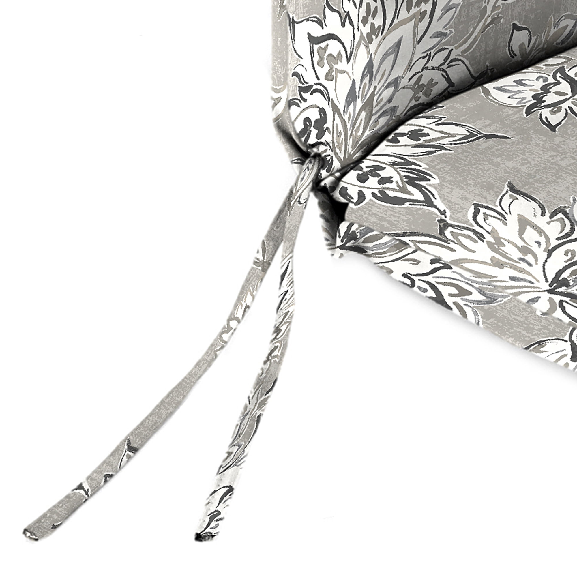 Jordan Manufacturing 43" x 21" Adair Gray Jacobean Rectangular Outdoor Chair Cushion with Ties and Hanger Loop