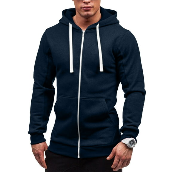 Futezty Men Slim Fit Lightweight Zip Up Hoodie with Pockets Long Sleeve Full-Zip Hooded Sweatshirt