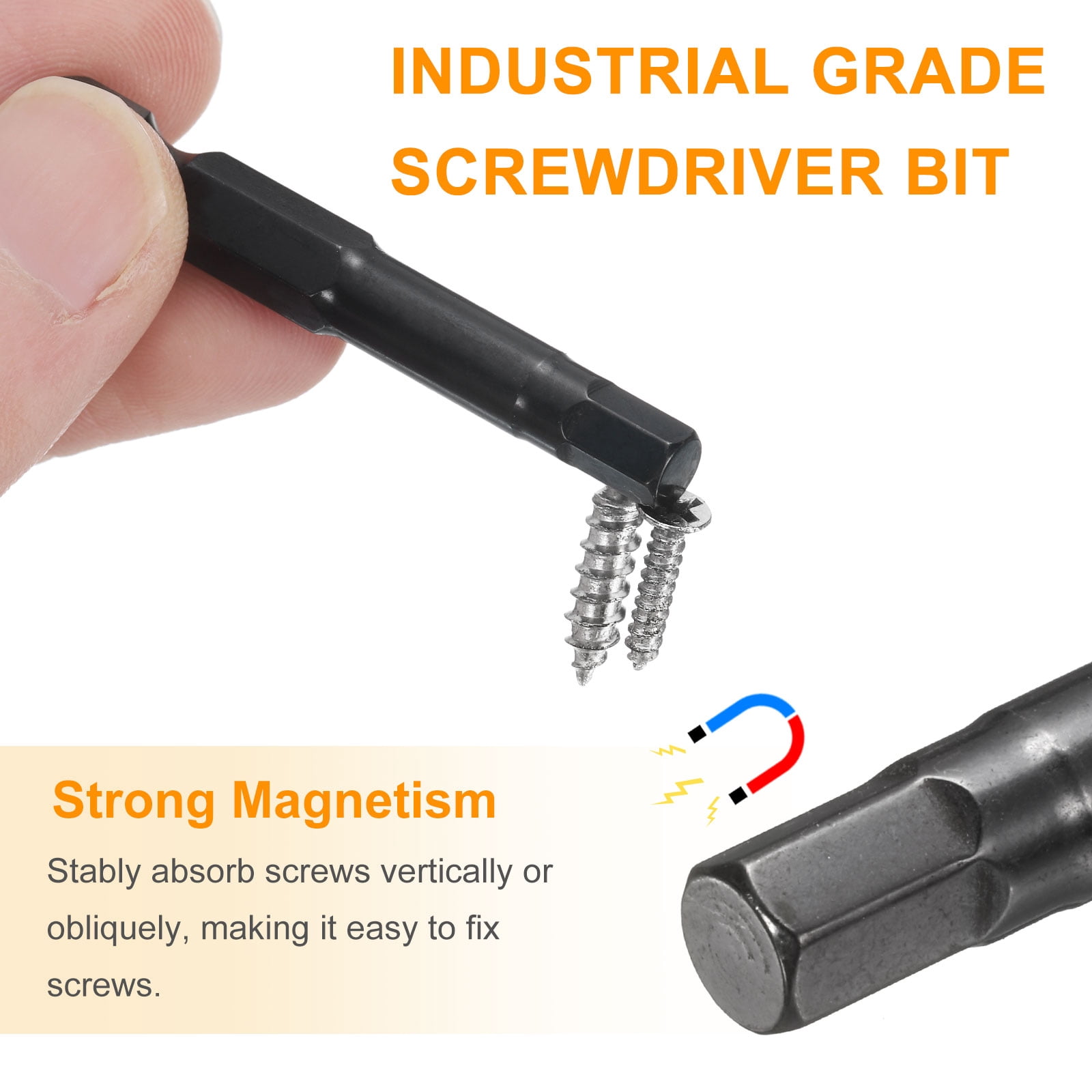 Uxcell 15pcs Hex Head Wrench Drill Bit 5mm(H5) Metric 1/4" Hex Shank 4"(100mm) Length S3 Steel Magnetic Impact Drivers Screwdriver Bit Industrial Grade Hexagon Electric Drill Bits