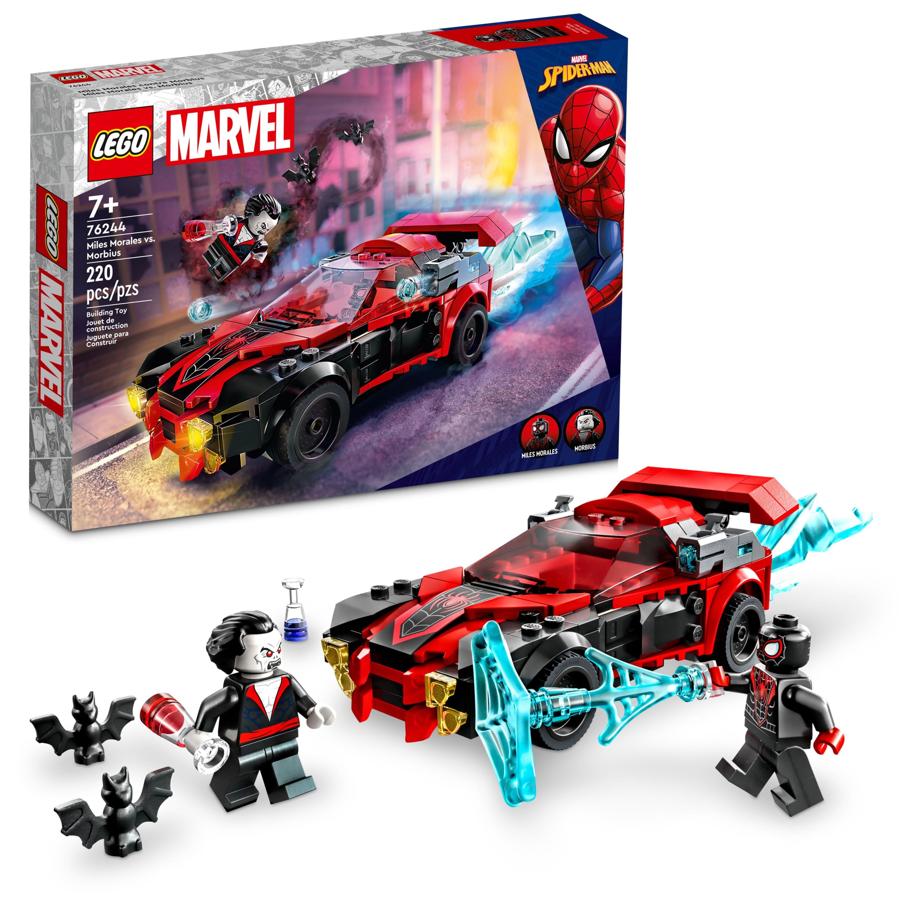 LEGO Marvel Spider-Man Miles Morales vs. Morbius 76244 Building Toy - Featuring Race Car and Action Minifigures, in The Spiderverse, Movie Inspired Set, Fun for Boys, and Kids -