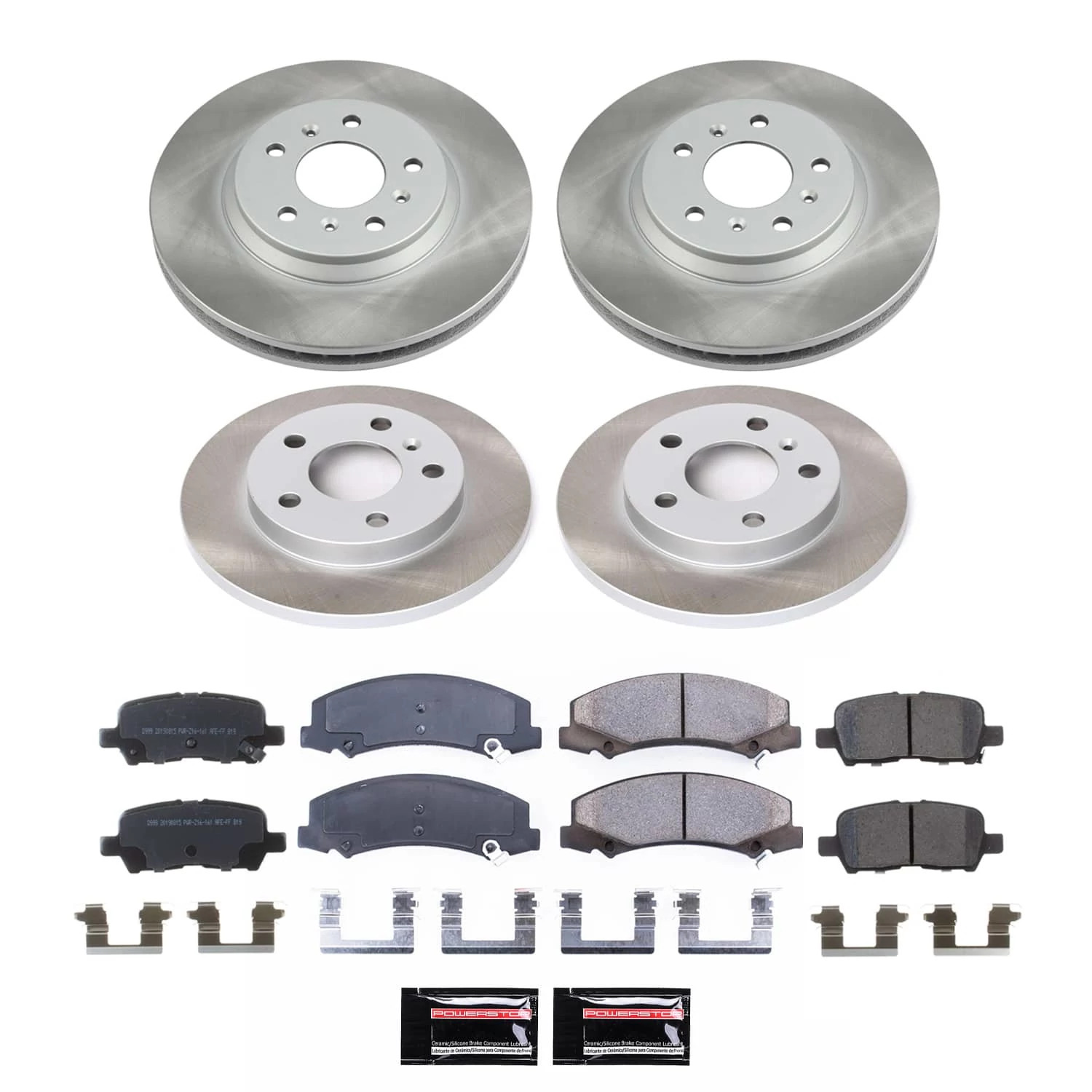 PowerStop Front and Rear Semi-Coated Rotor and Low-Dust Ceramic Brake Pad Kit SC5504