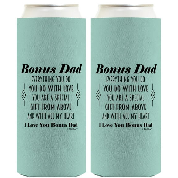 Adoptive Dad Gifts For Men Bon-s You Are A Gift From Above Poem 2-Pack Ultra Slim Can Thermocoolers