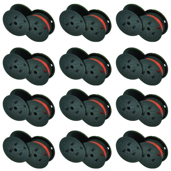 6 Pack GR24BR Universal Twin Spool Calculator Ribbon Compatible with NuKote BR80c Dataproducts R3027 Sharp El-1197 P-III Printer (Black/Red,12 Pack)