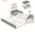 thumbnail image 3 of 3-Piece Bedroom Set, Modern Twin Size Boat-Shaped Platform Bed Frame with Trundle and Two Nightstands, Playhouse Twin Bed Frame Set for Kids, Boys, Girls, Bedroom, Gray, 3 of 6
