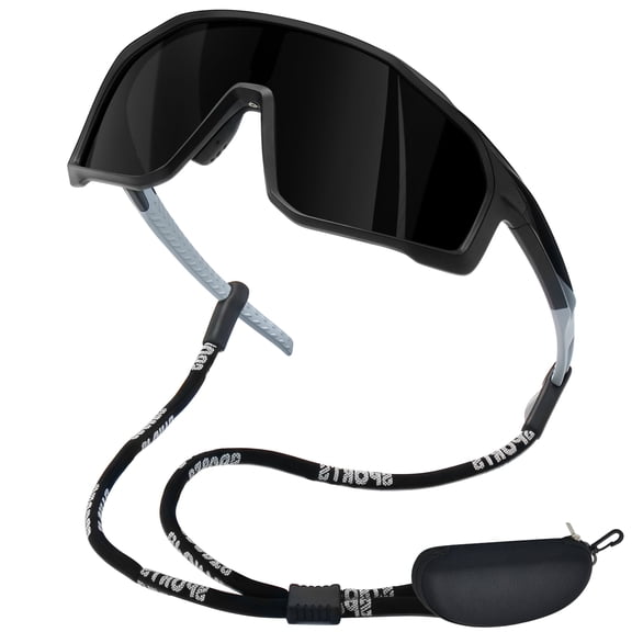 KANASTAL Sports Sunglasses Men Polarized Black Sun Glasses Women Wrap Around UV400 Protection Shades Ski Climbing Hiking Cycling Sailing Running