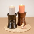 thumbnail image 4 of Villacera Handmade 6" Tall Mango Wood Decorative Brown Pillar Candle Holder | Rustic Hand Carve Design | Eco-Friendly and Sustainable Wood, 4 of 5