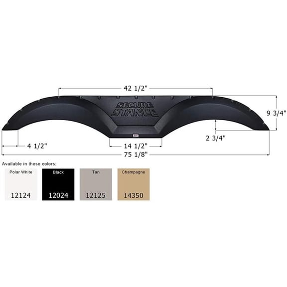 Icon 14350 FS2024 75.125 x 9.75 2.75 in. Arch Heigh Champagne Tandem Fender Skirt for Thor Crossroads Cruiser-Crossroads Zinger Model