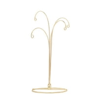 2 Pack of Metal Ornament Display Stands – 12″ Tall with Four Hooks at Varying Heights for Christmas Ornaments and Keepsakes (Gold)