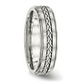 thumbnail image 5 of Auriga Fine Jewelry Stainless Steel w/Sterling Silver Braid Inlay Brushed Polished 6 mm Band for Women Size 9.5, 5 of 6