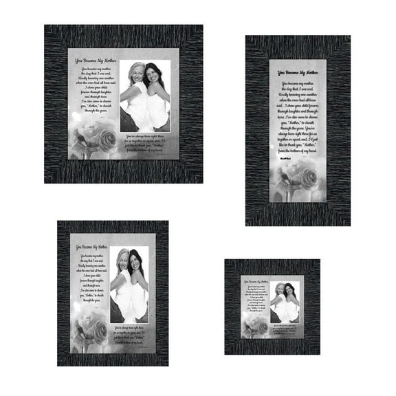 Picture Frame Set, 4 Piece Customizable Gallery Multi pack, 1-5x7, 1-8x8, 1-4x10, 1-4x4, for Tabletop or Wall Display