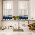thumbnail image 3 of 3 Piece Kitchen Curtains and Valances Set Blue Beige Ombre Cafe Curtains 24 Inch Length Minimalist Ocean Waves Linen Valance & Tier Curtain for Living Room Bedroom Small Window 54"x18"+27"x24"*2, 3 of 6